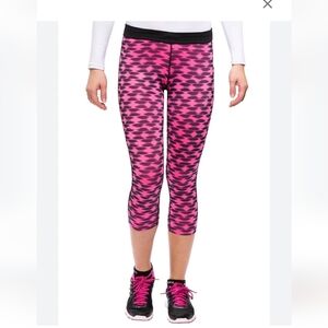 Nike Running Hot Pink and Black Pattern Relay Cropped Leggings Size Medium NWOT